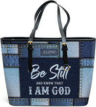 Load image into Gallery viewer, Personalized Bible Scripture - Religious Faith Zipper Leather Tote Bag
