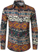 Load image into Gallery viewer, LucMatton Men&#39;s Linen Pattern  Shirt
