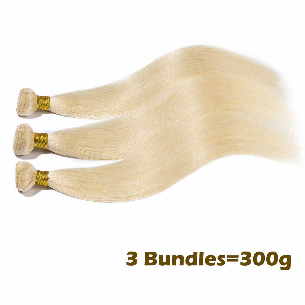 Brazilian Blonde 100% Human Hair Bundles Thick Soft Straight