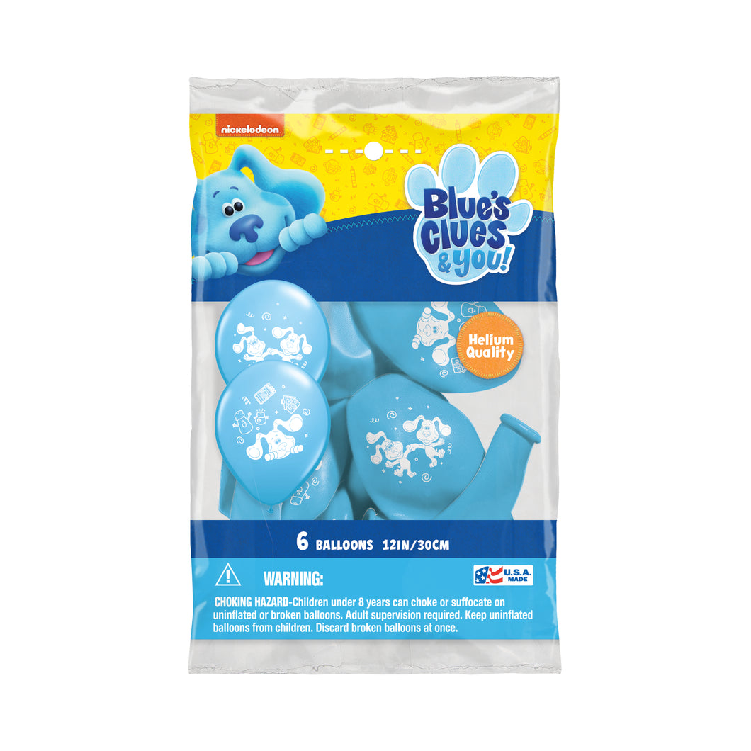 Nickelodeon 6 Ct Blue's Clues Latex Balloons , Blue, 12