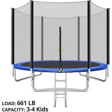 画像をギャラリービューアに読み込む, 10 FT Outdoor Fitness Trampoline with Safe Enclosure Net, 661 lbs Capacity for 3-4 Kids - slvhasitall
