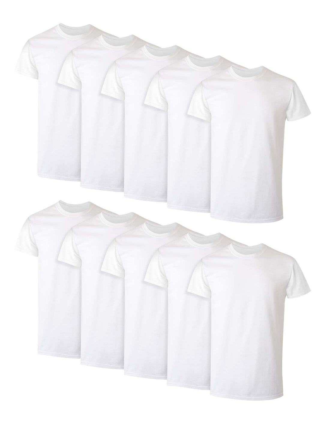 10 Pack Hanes Men's Super Value Pack White Crew T-Shirt - slvhasitall
