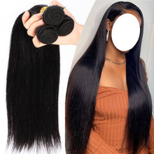 Load image into Gallery viewer, 100% Malaysian Human Straight Soft Hair Extensions Weave 1/3/4 Bundles 8&quot;-30&quot;Black - slvhasitall
