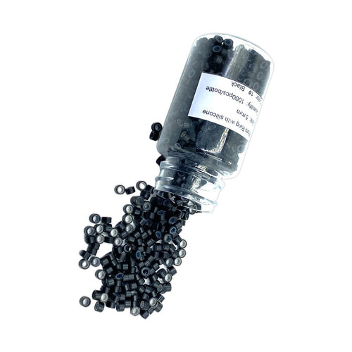 100 Pcs Black Premium Silicone Micro Rings Beads 5mm I Tip Hair Extensions Tools - slvhasitall