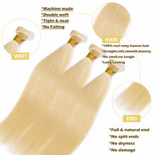 画像をギャラリービューアに読み込む, Brazilian Blonde 100% Human Hair Bundles Thick Soft Straight
