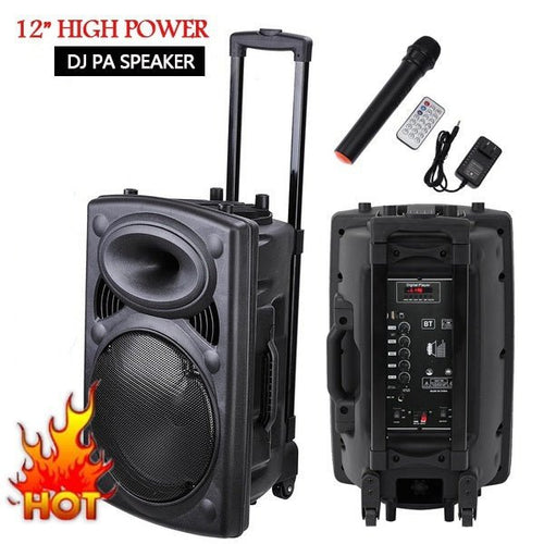 12” High Power Professional Portable 1500W Bluetooth Speaker Mic/ FM Remote w/ Wireless Microphone - slvhasitall