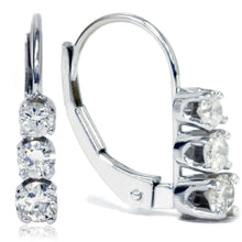 画像をギャラリービューアに読み込む, 1 2ct 3 Stone Diamond Earrings 14K White Gold
