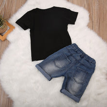 Load image into Gallery viewer, MAMA&quot;S BOY Top+Denim Shorts Pants Outfit Set
