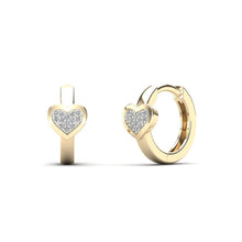 画像をギャラリービューアに読み込む, 14K Real Solid Gold Diamond Hoop Earrings Yellow Gold 0.07 ctw - slvhasitall
