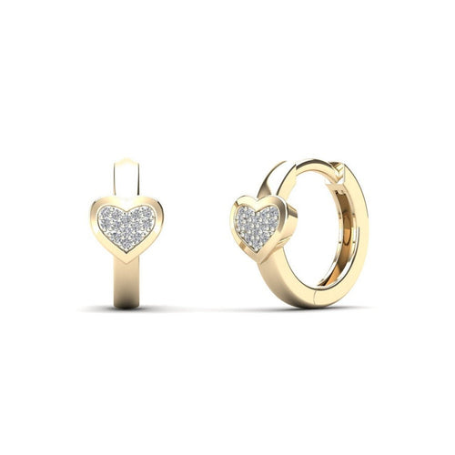 14K Real Solid Gold Diamond Hoop Earrings Yellow Gold 0.07 ctw - slvhasitall