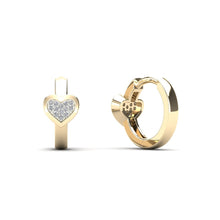 画像をギャラリービューアに読み込む, 14K Real Solid Gold Diamond Hoop Earrings Yellow Gold 0.07 ctw - slvhasitall
