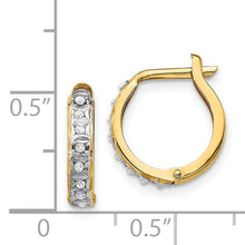 画像をギャラリービューアに読み込む, 14K Yellow Gold Diamond Fascination Round Hinged Hoop Earrings - slvhasitall
