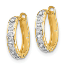 画像をギャラリービューアに読み込む, 14K Yellow Gold Diamond Fascination Round Hinged Hoop Earrings - slvhasitall
