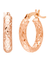 画像をギャラリービューアに読み込む, 14kt Rose Gold 3x15MM Diamond Cut Hoop Earrings - slvhasitall
