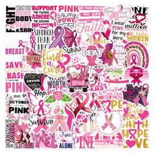 Load image into Gallery viewer, 50 Pieces Breast Cancer Awareness Stickers Party Supplies, Favors, Luggage Decorations
