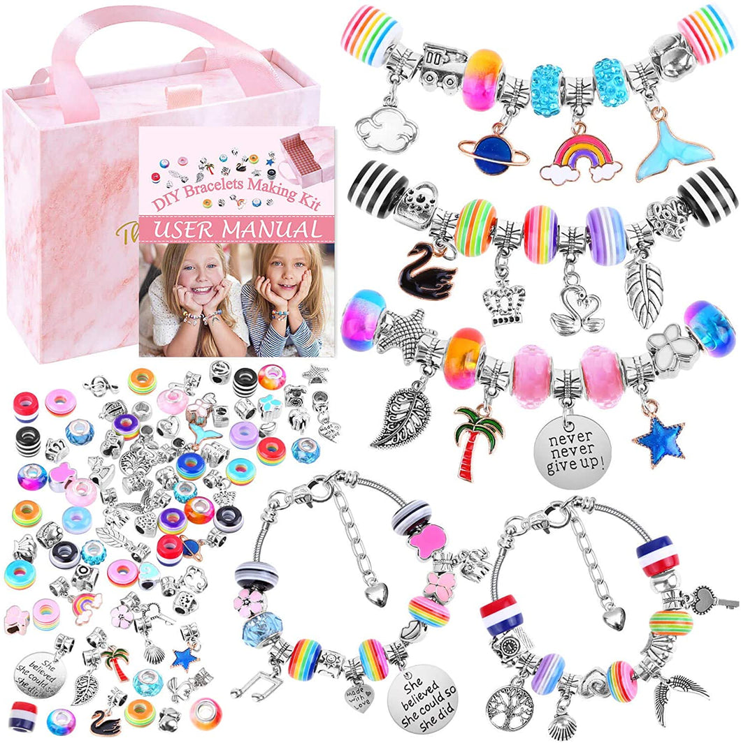 Xelparuc 85 Pieces Charm Bracelet Making Kit  for Kids Girls Teens