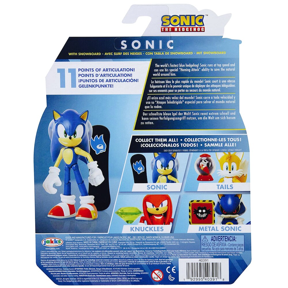 Sonic Articulated Sonic the Hedgehog Action Figure 4 with Snowboard