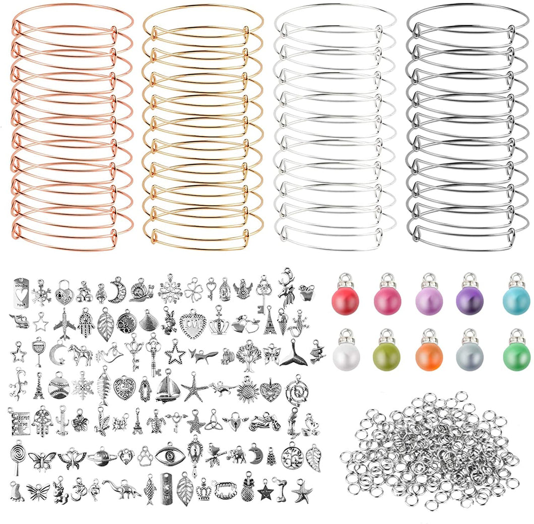350 Pieces Charm Bangles Jewelry Making Set