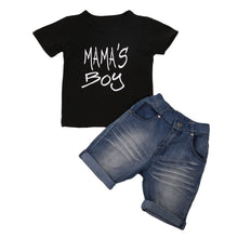 Load image into Gallery viewer, MAMA&quot;S BOY Top+Denim Shorts Pants Outfit Set
