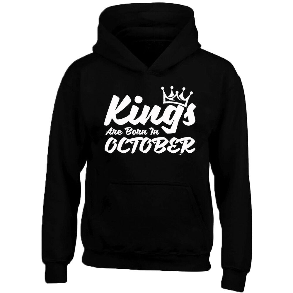 Kings Are Born In October Crown Printed Hoodie Best Birthday Gift Color Red Small