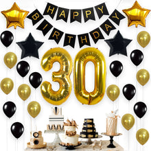 Load image into Gallery viewer, 30th Birthday Party Decorations KIT Gold and Black
