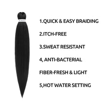 Load image into Gallery viewer, Pre-Stretched Braiding Hair Extensions Black - 16 inch 6 Packs
