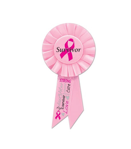 Pack of 6 Pink Breast Cancer Survivor Awareness Rosette Ribbons 6.5