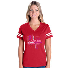 画像をギャラリービューアに読み込む, Womens Fight Breast Cancer Football V-Neck T-Shirt - slvhasitall
