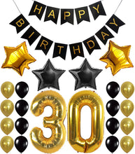 Load image into Gallery viewer, 30th Birthday Party Decorations KIT Gold and Black
