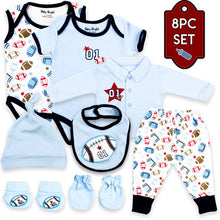 画像をギャラリービューアに読み込む, Boy&#39;s Casual Essentials Layette 8 Pieces Set Starter Outfit Kit - slvhasitall
