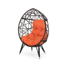 画像をギャラリービューアに読み込む, Kyahna Indoor Wicker Teardrop Chair with Cushion, Brown and Orange
