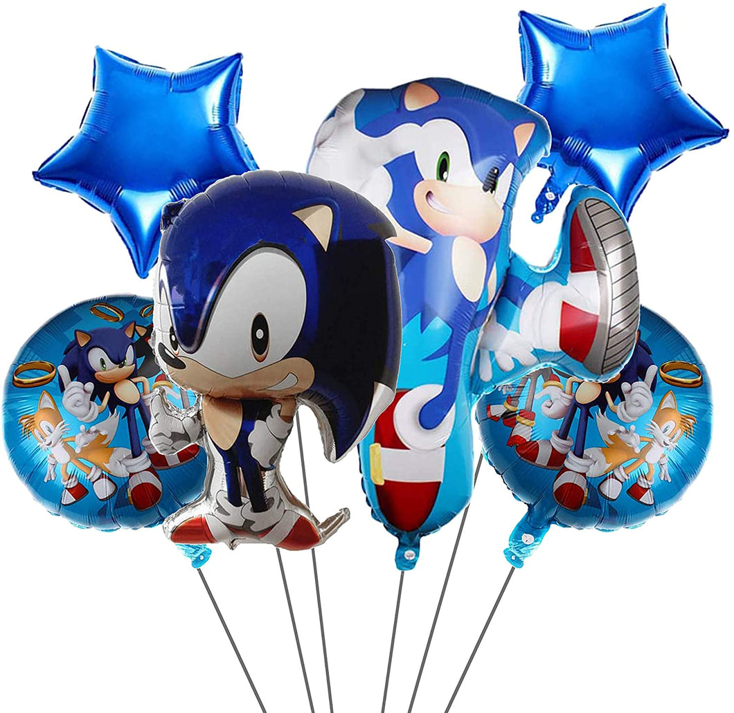 6 pcs Sonic the Hedgehog Balloons Birthday Favor Decorations