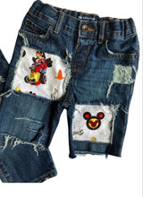 Load image into Gallery viewer, Mickey Mouse Toddler Roadster Jeans Made from Mickey Fabric
