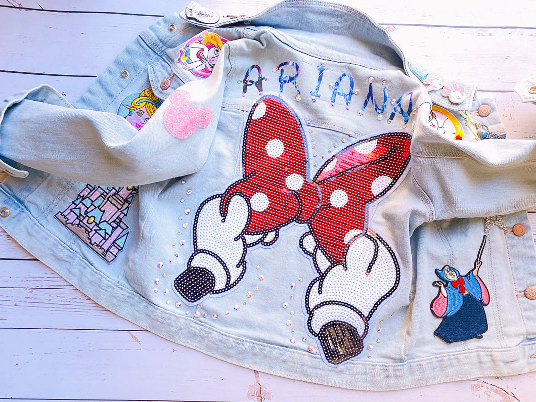 Disney Inspired Minnie Mouse Magic Custom Character Denim Jacket