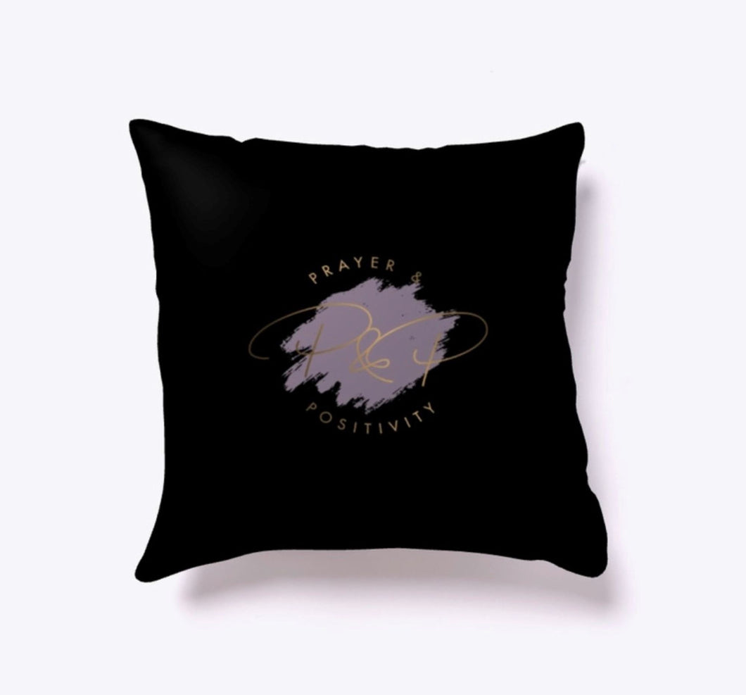 Prayer & Positivity Pillow ( Black)