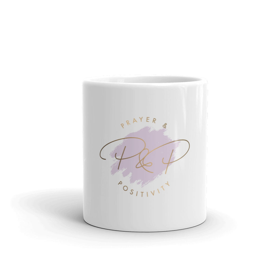 Prayer & Positivity White Glossy Coffee Mug