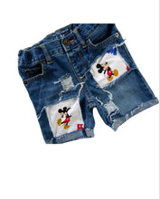 Load image into Gallery viewer, Mickey Mouse Ripped Birthday Shorts,Made From Mickey Fabric
