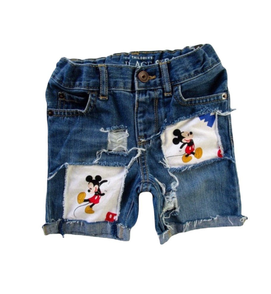 Mickey Mouse Ripped Birthday Shorts,Made From Mickey Fabric