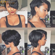 Load image into Gallery viewer, QT Short Pixie lace Brazilian Remy Straight Human Wigs
