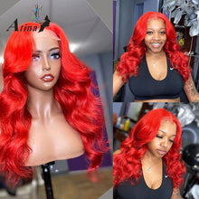 Load image into Gallery viewer, Wavy Orange Ginger 100% Human Hair Pre Plucked Lace Frontal Wigs
