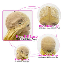 Load image into Gallery viewer, Full Curly BOB Ombre Deep Wave Blonde Lace Frontal Wig Colored 613 Blonde
