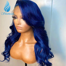 Load image into Gallery viewer, Brazilian Remy Blue Color 13*4 Lace Front Human Wigs With Pre Plucked With Baby Hair
