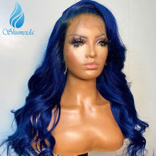 Load image into Gallery viewer, Brazilian Remy Blue Color 13*4 Lace Front Human Wigs With Pre Plucked With Baby Hair
