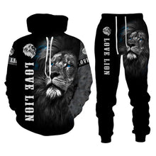 画像をギャラリービューアに読み込む, Men&#39;s King Lion Printed Hooded Sweater Set - slvhasitall
