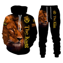 画像をギャラリービューアに読み込む, Men&#39;s King Lion Printed Hooded Sweater Set - slvhasitall
