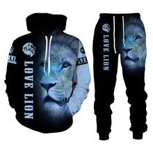 画像をギャラリービューアに読み込む, Men&#39;s King Lion Printed Hooded Sweater Set - slvhasitall
