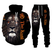 画像をギャラリービューアに読み込む, Men&#39;s King Lion Printed Hooded Sweater Set - slvhasitall
