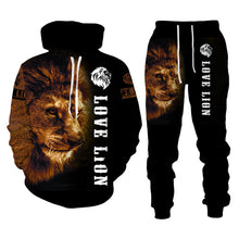 画像をギャラリービューアに読み込む, Men&#39;s King Lion Printed Hooded Sweater Set - slvhasitall
