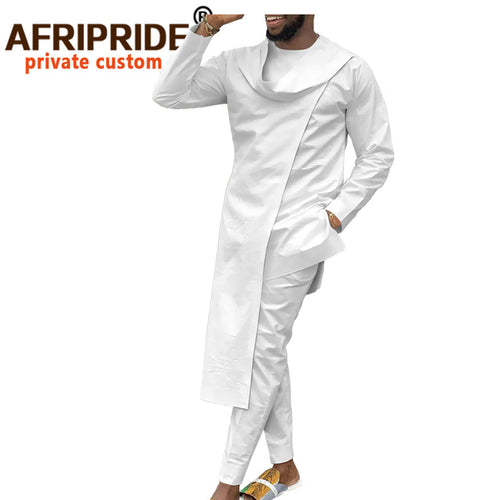 2 Piece African White Casual  Men Dashiki Garment Set - slvhasitall