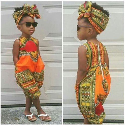 African Dashiki Romper Bazin Bohemian Jumpsuit Children - slvhasitall